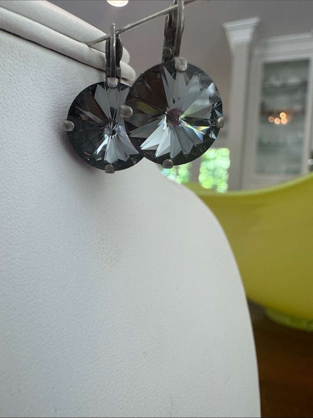 Sabika Dark Gray Crystal Drop Earrings